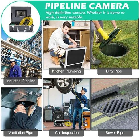 Sewer Camera 145 ° Wide Angle Industrial Endoscope 7-Inch TFT Monitor 17Mm Drain Sewer Inspection Camera, 1000 TVL Pipeline Inspection Equipment,40M in Saudi Arabia