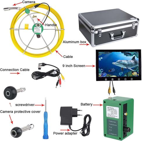 Sewer Camera 9-Inch Industrial Endoscope Drain Pipe Sewer Inspection Camera 1000 TVL Pipe Inspection Equipment with 8 LED Lights,20M in Saudi Arabia