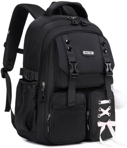 حقيبة ظهر للبنات مع صندوق الغداء والقلم الرصاص ، سفر Daypack حقيبة ظهر لطيفة للمراهقين للبنات الطلاب (الأسود والأرجواني) in Saudi Arabia