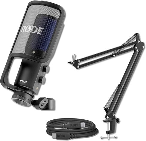Rode NT-USB+ USB Condenser Microphone with Rode SC27 Black USB-C to USB-C Cable and StreamEye Adjustable Boom Arm in Saudi Arabia
