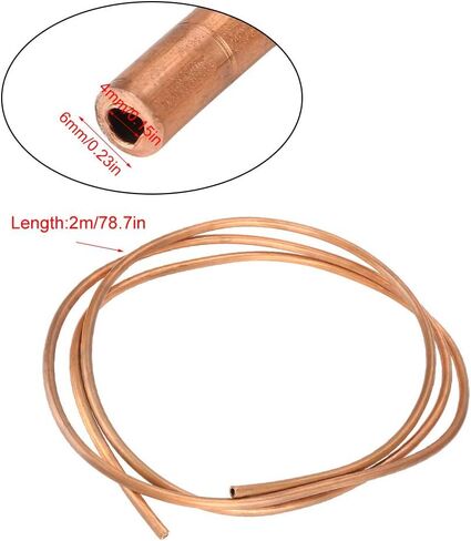 Copper Coil Tube, T2 Soft 4mm OD 6mm Copper Tubing Coil Thickness 1mm for Refrigeration 2m in Saudi Arabia