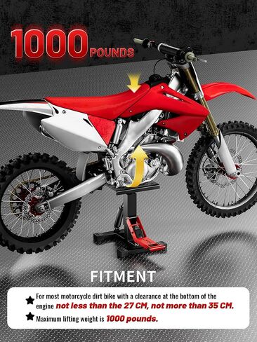 JFG RACING Motorcycle Dirt Bike Stand,1000Lbs Capacity Lift Jack Hoist Table Height Adjustable Lifting Stand Ideal for Dirtbike Pit Bike Repair&Maintainance,Dirt Bike Accessories-Black in Saudi Arabia