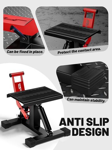 JFG RACING Motorcycle Dirt Bike Stand,1000Lbs Capacity Lift Jack Hoist Table Height Adjustable Lifting Stand Ideal for Dirtbike Pit Bike Repair&Maintainance,Dirt Bike Accessories-Black in Saudi Arabia