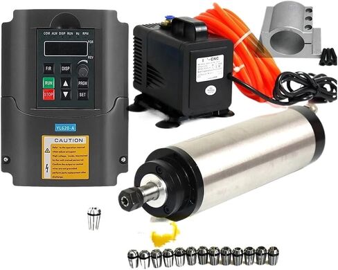 1.5KW ER11 water-cooled spindle motor + 1.5kw VFD inverter + 65mm fixture + water pump/5m pipe + 13 chucks(220V) in Saudi Arabia