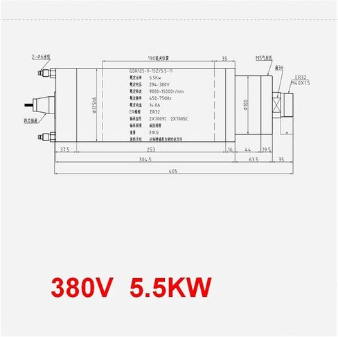 5.5KW 380v ER32 15000rpm 125mm Water-Cooled Metal six-Pole Spindle Motor in Saudi Arabia