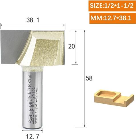 Arden 2 Flutes Carbide Bottom Cleaning Bit Woodworking Woodworking Slotting Croving CNC Tool للأخشاب الصلبة من الخشب الرقائقي (12.7x38.1) in Saudi Arabia