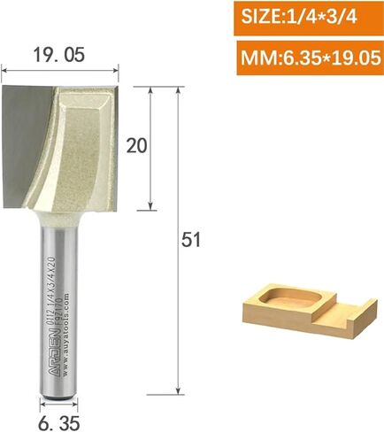 Arden 2 Flutes Carbide Bottom Cleaning Bit Woodworking Woodwork Flat Bottom Cnc Tool for Gloyword MDF Solid Wood (6.35x19.05) in Saudi Arabia
