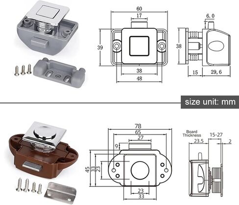Camper Car Push Lock 26mm RV Caravan Boat Motor Home Cabinet Lock Lock Bush Push Bush Artature Hardware 5pcs (Brown) in Saudi Arabia