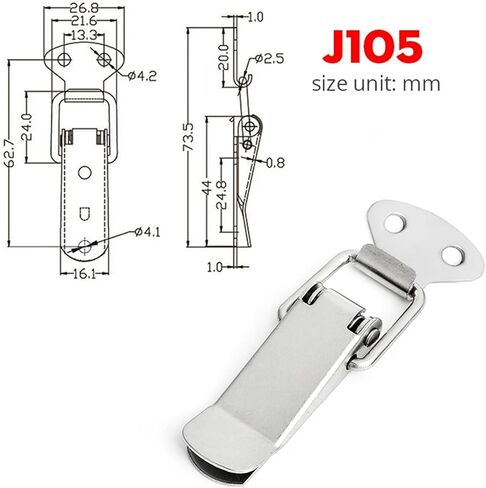 J107 Hardware Cabinet Boxes Spring Loaded Latch Catch Toggle Hasp 46 * 21 Mild Steel Hasp for Sliding Door Simple Window 5Pcs(5xJ105) in Saudi Arabia