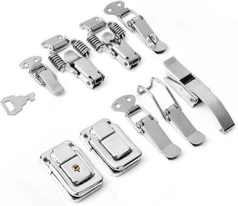 J107 Hardware Cabinet Boxes Spring Loaded Latch Catch Toggle Hasp 46 * 21 Mild Steel Hasp for Sliding Door Simple Window 5Pcs(5xJ105) in Saudi Arabia