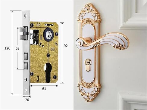Door Lock with Keys Apartment Room Door Lock Zinc Alloy Black Gate Locks Security Door Hardware 1Pcs(E_50MM) in Saudi Arabia