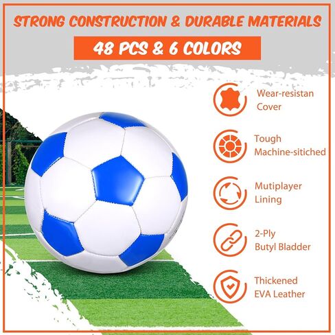 Soulchen 48 PCS Soccer Ball Ball مع المضخة المفرطة الحجم الرسمي الرياضي كرة كرة القدم في الهواء الطلق في الهواء الطلق لليئة الماكين in Saudi Arabia