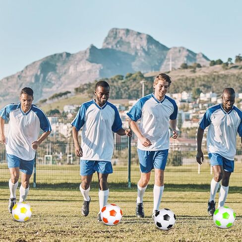 Soulchen 48 PCS Soccer Ball Ball مع المضخة المفرطة الحجم الرسمي الرياضي كرة كرة القدم في الهواء الطلق في الهواء الطلق لليئة الماكين in Saudi Arabia