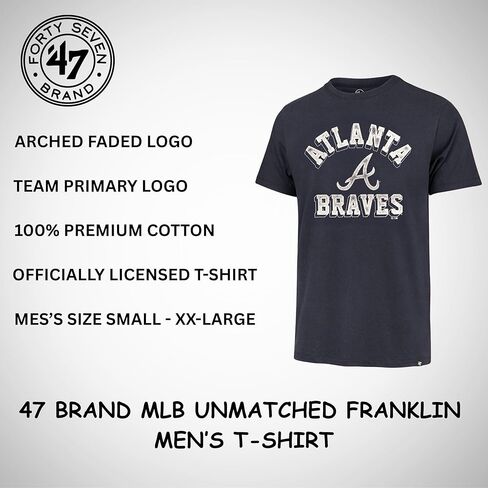 47 Brand MLB Men's Unmatched Franklin Team Color Arched Wordmark Primary Logo Short Sleeve Baseball Fashion T-Shirt in Saudi Arabia