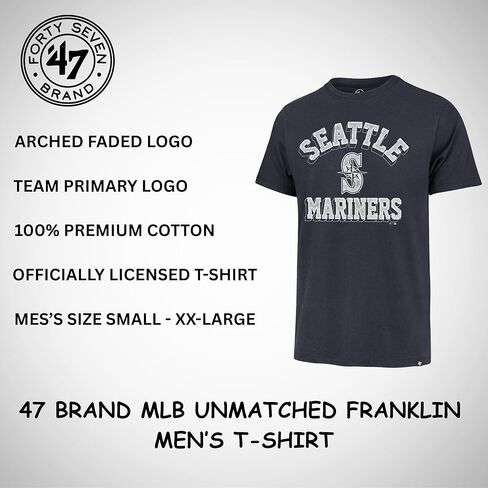 47 Brand MLB Men's Unmatched Franklin Team Color Arched Wordmark Primary Logo Short Sleeve Baseball Fashion T-Shirt in Saudi Arabia
