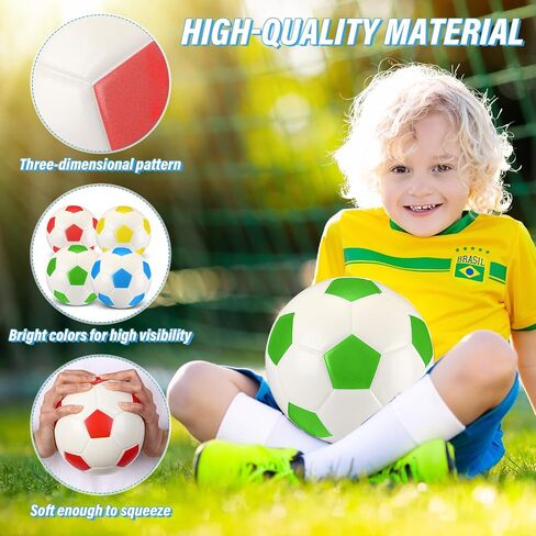 Junkin 4 Pcs Foam Soccer Balls for Kids 6'' Mini Soft Foam Soccer Ball Indoor Outdoor Small Quiet Ball for Toddlers Beginner Practice Training Backyard Play Game Back to School(4 Color,Dark) in Saudi Arabia