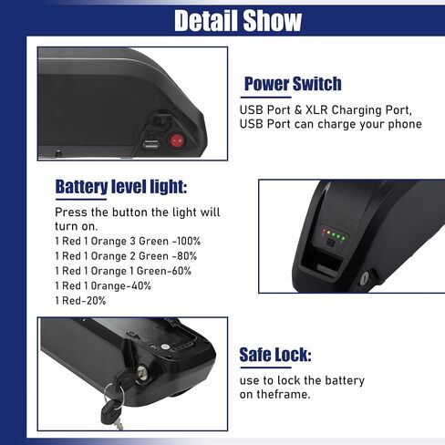 UAZ 36V 48V 52V Ebike Battery 4 Pin 10Ah 15Ah 20Ah Electric Bike Battery with 40A BMS Safe Lock, Led Indicator Light, for 200-1500W Motor Tricycle, Mountain Bicycle Batteries (48V15AH-4PIN) in Saudi Arabia