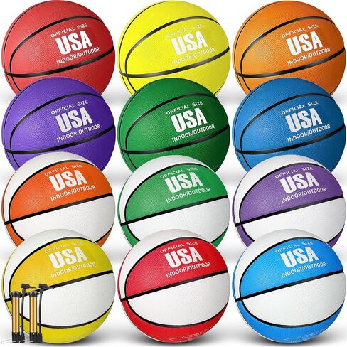 HyDren 12 Pcs Basketballs Bulk with Pump Donation Supplies Size 5/6/7 Deflated Basketball for Outside Sport Operation Machine Stitched Ball in Saudi Arabia