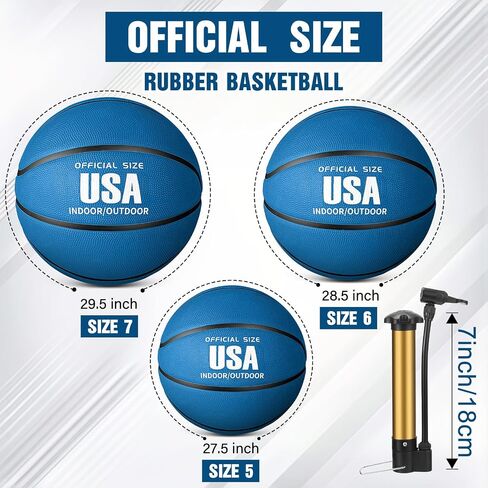 HyDren 12 Pcs Basketballs Bulk with Pump Donation Supplies Size 5/6/7 Deflated Basketball for Outside Sport Operation Machine Stitched Ball in Saudi Arabia