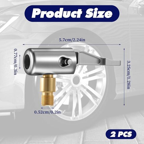 Bewudy 2PCS Lock On Air Chuck Tire Inflator Hose Adapter, Metal Locking Tire Chuck Quick Connect Air-Chuck Tire Inflator Hose Adapter Valve Inflatable Valve for Portable Tires Pump in Saudi Arabia