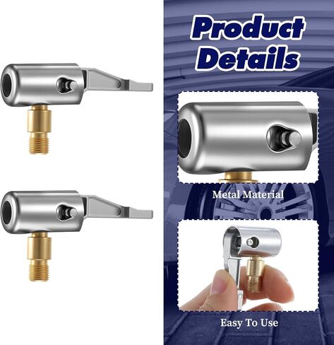 Bewudy 2PCS Lock On Air Chuck Tire Inflator Hose Adapter, Metal Locking Tire Chuck Quick Connect Air-Chuck Tire Inflator Hose Adapter Valve Inflatable Valve for Portable Tires Pump in Saudi Arabia