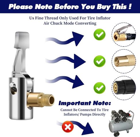 Bewudy 2PCS Lock On Air Chuck Tire Inflator Hose Adapter, Metal Locking Tire Chuck Quick Connect Air-Chuck Tire Inflator Hose Adapter Valve Inflatable Valve for Portable Tires Pump in Saudi Arabia