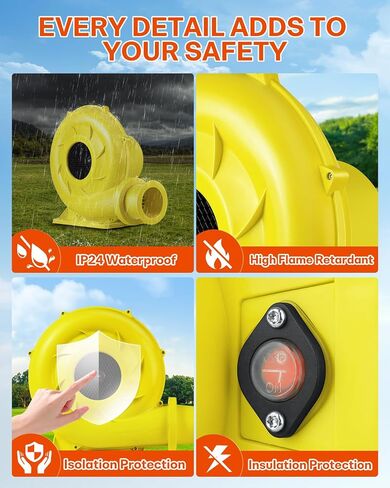 800W Bounce House Blower, Powerful Inflatable Air Blower, Portable Commercial Fan Pump for Large Bouncy Castle, Water Slide, Jumper, Inflatable Decoration and Other Inflatables in Saudi Arabia