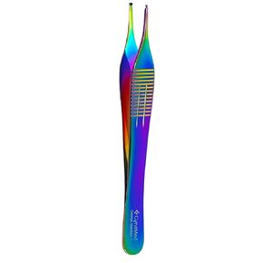 4.75" (12cm) Rat Toothed Adson Forceps 1x2 Teeth| Rainbow Color | German Stainless Steel Tissue Handling Forceps | Dental & Veterinary Instruments in Kuwait