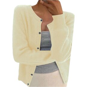 Women's Ribbed Knit Cardigan Long Sleeve Crewneck Button Down Lightweight Cardigan Sweater Trendy in Saudi Arabia