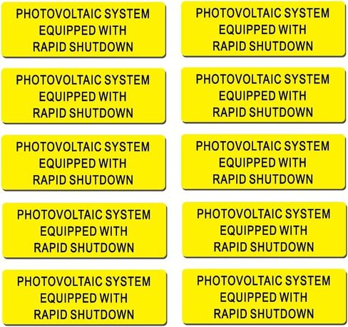 10 Pack Premium PV Labels Screen Printed with Photovoltaic System Equipped with Rapid Shutdown | Outdoor Rated PV Stickers | Solar Stickers | PV Label | Solar Label in Saudi Arabia