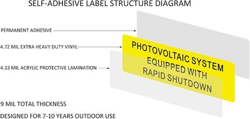 10 Pack Premium PV Labels Screen Printed with Photovoltaic System Equipped with Rapid Shutdown | Outdoor Rated PV Stickers | Solar Stickers | PV Label | Solar Label in Saudi Arabia