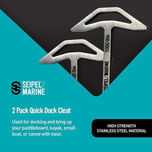 Cleat Quick Dock Cleat - 2 حزمة - الفولاذ المقاوم للصدأ عالي القوة - سعة 1000 رطل لكل منهما - تعادل الرصيف المؤقتة السهلة لألواح التجديف والزوارق والزوارق والقوارب الصغيرة in Kuwait