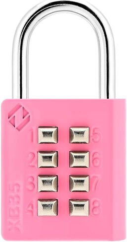 XB35 8-Digit Push Button Combination Padlock, 4 Digit Locking Mechanism, Pink, 1-Pack in Kuwait
