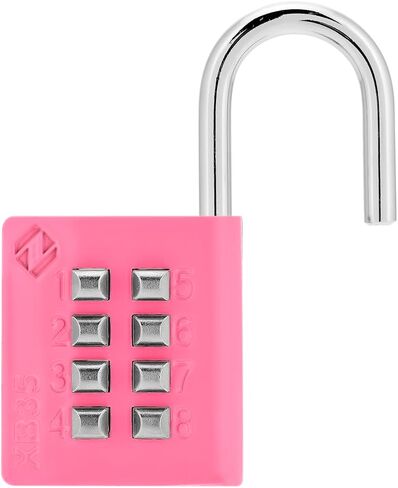 XB35 8-Digit Push Button Combination Padlock, 4 Digit Locking Mechanism, Pink, 1-Pack in Kuwait