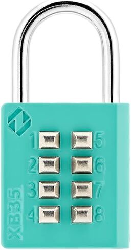 XB35 8-Digit Push Button Combination Padlock, 4 Digit Locking Mechanism, Pink, 1-Pack in Kuwait