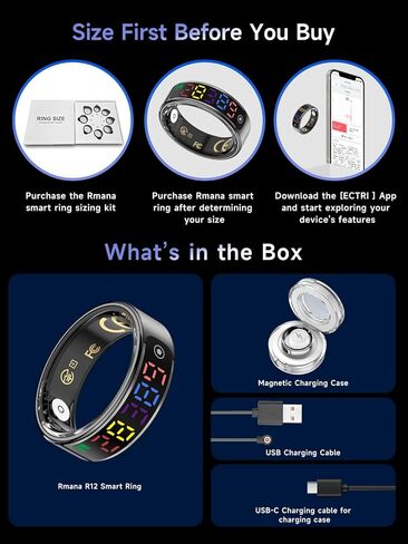 Smart Ring for Women Men, Health Ring with Colorful Display, Fitness Tracker with Heart Rate, Blood Oxygen, Sleep Monitor, No Subscription Fee, 5ATM Waterproof for iPhone & Android (Rose Gold, 10) in Kuwait