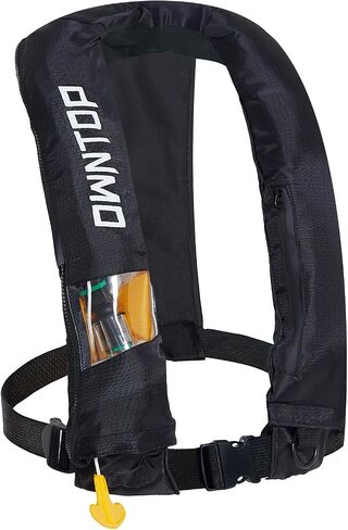 Owntop Automatic/Manual Inflatable Vest, Manual Convertible Option, Low Profile, Zipper Closure, Inflatable Fishing Jacket for Kayaking, Boating and Fishing, 24g CO2 Cylinder Included in Saudi Arabia