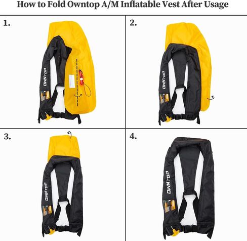 Owntop Automatic/Manual Inflatable Vest, Manual Convertible Option, Low Profile, Zipper Closure, Inflatable Fishing Jacket for Kayaking, Boating and Fishing, 24g CO2 Cylinder Included in Saudi Arabia