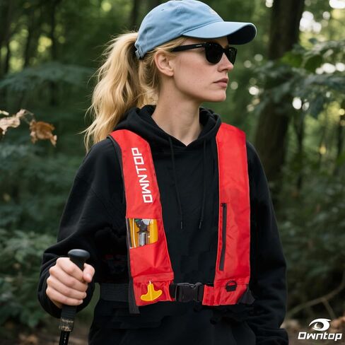 exytop التلقائي/السترة اليدوية قابلة للنفخ ، خيار قابل للتحويل اليدوي ، الانتباه المنخفض ، إغلاق السوستة ، سترة الصيد القابلة للنفخ للتجديف بالكاياك ، القوارب وصيد الأسماك ، اسطوانة 24 جرام ثاني أكسيد الكربون in Kuwait