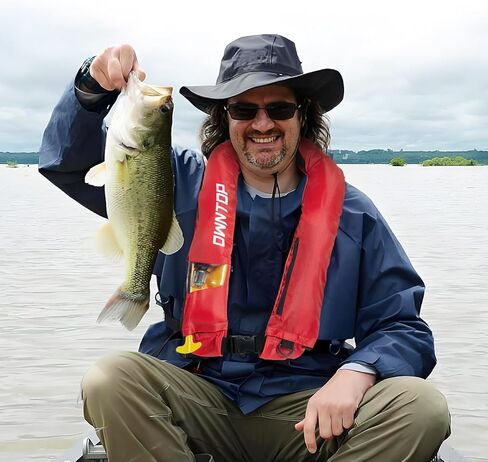 exytop التلقائي/السترة اليدوية قابلة للنفخ ، خيار قابل للتحويل اليدوي ، الانتباه المنخفض ، إغلاق السوستة ، سترة الصيد القابلة للنفخ للتجديف بالكاياك ، القوارب وصيد الأسماك ، اسطوانة 24 جرام ثاني أكسيد الكربون in Kuwait