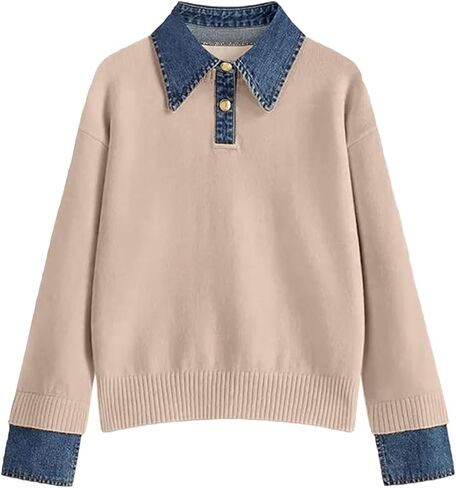 سقوط النساء ذات الأكمام الطويلة ذات الأكمام الطويلة 2 في 1 دنيم لوحة السترة السترة الخامس in Kuwait