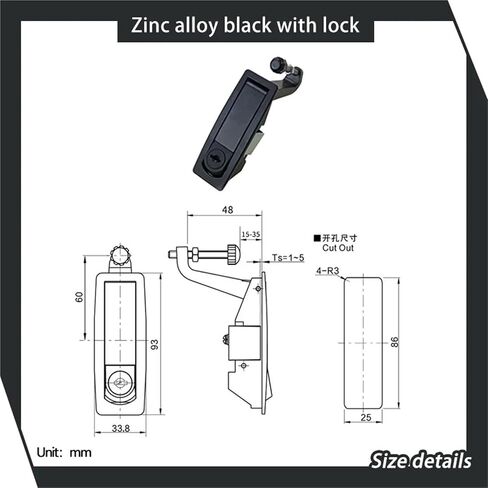 Stamped Bouncing Flat Lock Zinc Alloy Suitable Equipment Boxes Cabinets 1Pcs(Black no Lock) in Saudi Arabia
