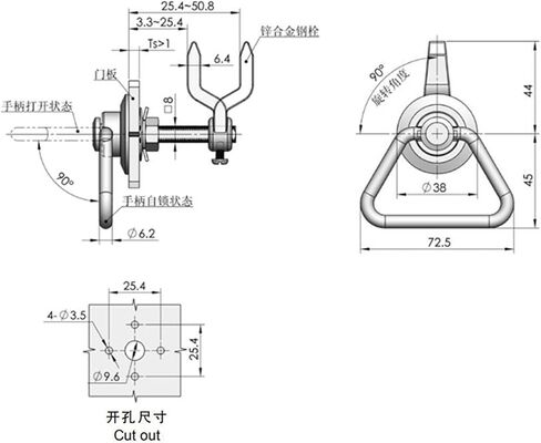 Industrial Cabinets MS305 Lock 19mm Zinc Alloy Cam with Backing Plate 1Pcs in Saudi Arabia