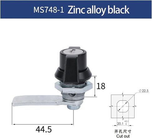 MS 748-1-2Handle Cabinet Cam Lock for Storage-Box Jewelry Case Mail Box Electronic File 1Pcs(1 Black falt Tongue) in Saudi Arabia