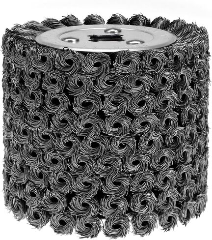 QWORK 4.7" x 4" Twisted Steel Wire Wheel for Multi-Surface Texturing with Cross Lock Design, Up to 4,500 RPM in Saudi Arabia