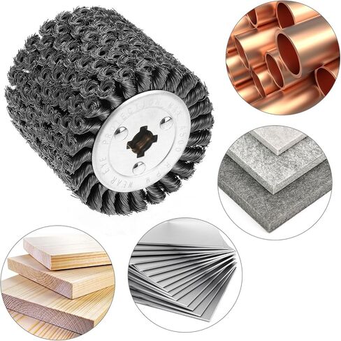 QWORK 4.7" x 4" Twisted Steel Wire Wheel for Multi-Surface Texturing with Cross Lock Design, Up to 4,500 RPM in Saudi Arabia