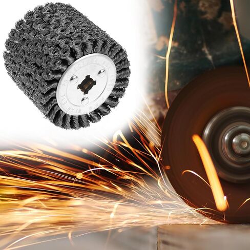QWORK 4.7" x 4" Twisted Steel Wire Wheel for Multi-Surface Texturing with Cross Lock Design, Up to 4,500 RPM in Saudi Arabia