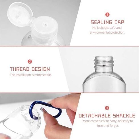 3Pcs Transparent Portable Hot Sauce Keychain Bottles, Mini Ketchup Containers for On-The-Go - Refillable Travel Size Hot Sauce Keychain, 2oz/50ml Bottles, Hot Sauce in Saudi Arabia