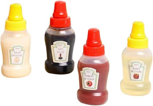 4pcs 25ml زجاجات الكاتشب الصغيرة لإكسسوارات بنتو بوكس ​​، وملحقات صناديق الصخور المصغرة مصغرة صلصة صلصة العسل المحمولة. in Saudi Arabia