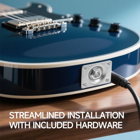 Soundspire Square Guitar Jack Plate, 1/4" Metal Input/Output Socket for Electric Guitar/Bass (Black, with Mounting Screws) in Kuwait